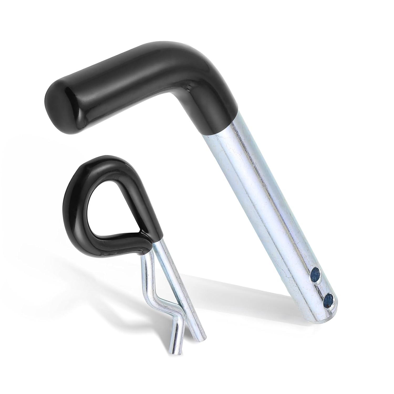 Trailer Hitch Pin, 1/2 Inch Diameter Tow Hitch Pin and Clip with Black Vinyl-Coated Grip for 1-1/4 Inch Receiver