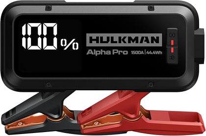 Hulkman Alpha Pro Solid Black, 1500A 44.4Wh Car Jump Starter Portable,