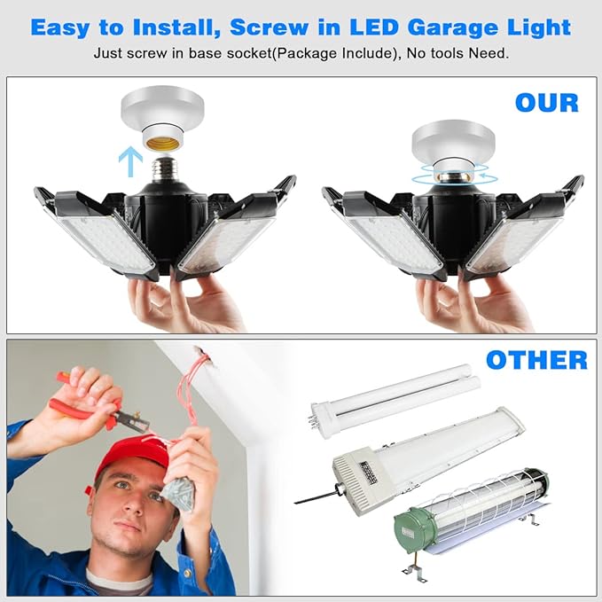 Garage Lights - 2Pack Super Bright 32000LM LED Garage Ceiling Light 6500K LED - Image 5