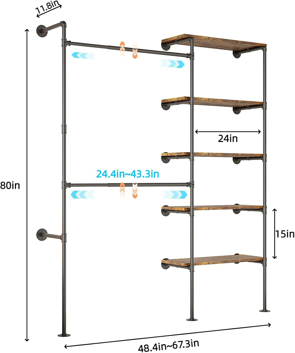 expandable industrial pipe clothes rack,corner garment rack shown in use