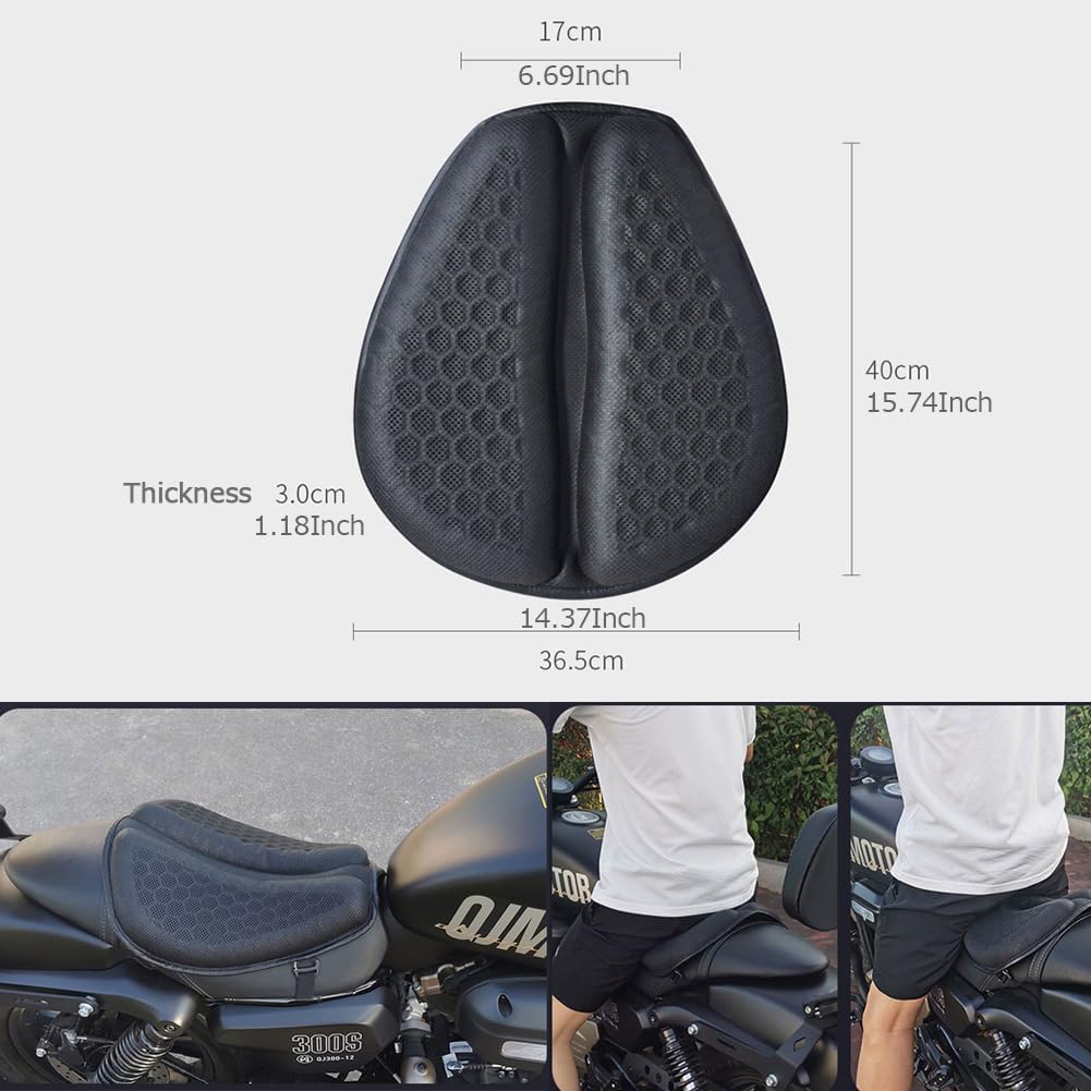 Motorcycle Seat Cushion Gel Pad Foldable Soft Seats with Pressure Relief Pads for Motorcycles Breathable and Shock for Long Rides Seat Cushion Motorcycle Accessories
