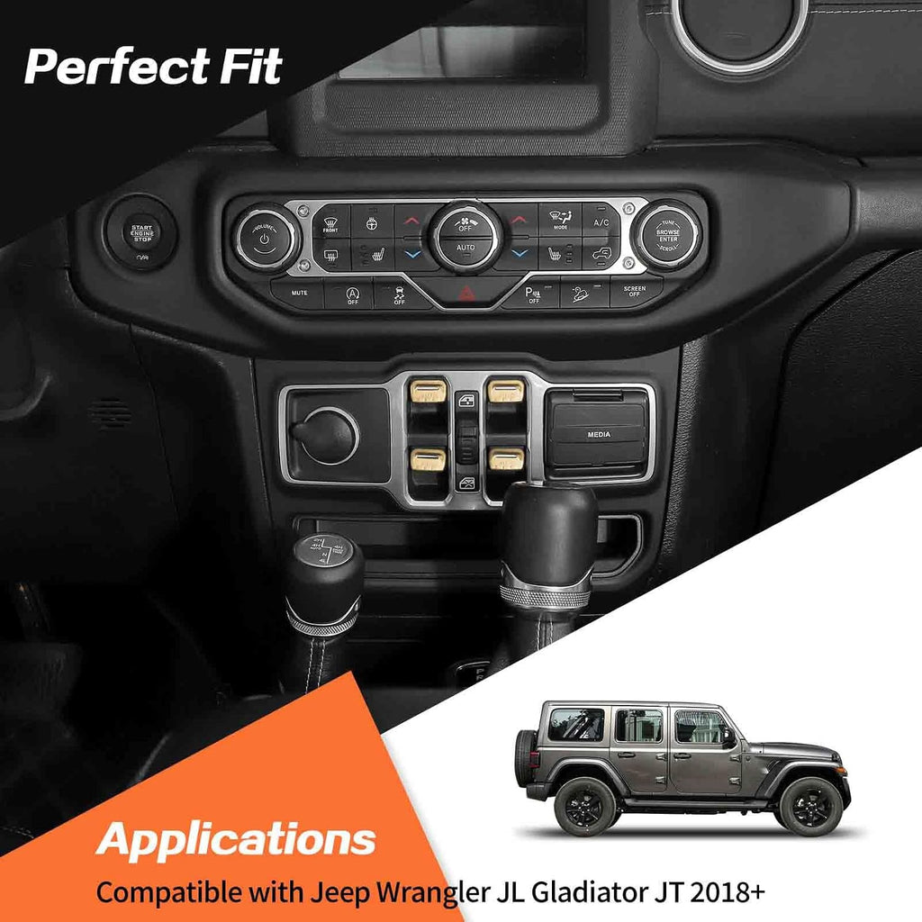 JeCar for Jeep Window Switch Button Cover Trim Interior Accessories for Jeep Wrangler JL JLU Gladiator JT 2018-2024 2025 2026+ (Gold Aluminum Alloy)