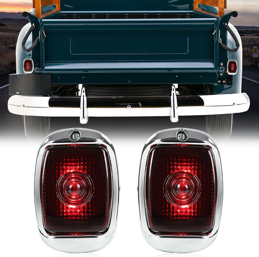 G-PLUS Tail Lights Assembly Rear Lamps Compatible with Chevy First Series Pickup Truck 1942-1953 Right & Left Side Red Luces Traseras Faros Traseros