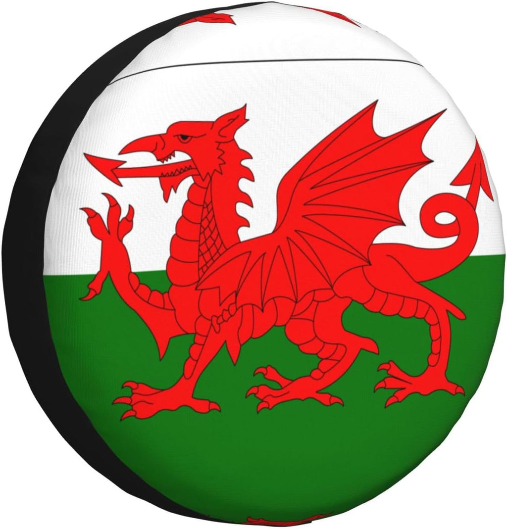Flag of Wales Print Universal Spare Tire Cover for RV, Jeep | Wheel Protector Fits Rv, Trailer, Jeep, Shield Tires From Sun, Dirt And Rain For Outdoor Storage