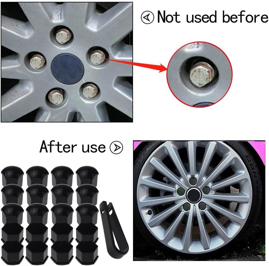 20Pcs Wheel Lug Nut Covers Compatible for 2021 2022 2023 2024 The 7th Generation Hyundai Elantra, Tire Nut Rust and Dust Protection Cover with Remover Clip,Black-21mm