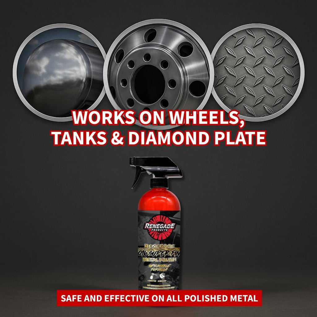 Renegade Products Polishing Final Finish Kit – Q16 Polish, 10" Flannel Buffing Wheel & Blueberry Compound for Final Stage Aluminum & Stainless Steel Shine