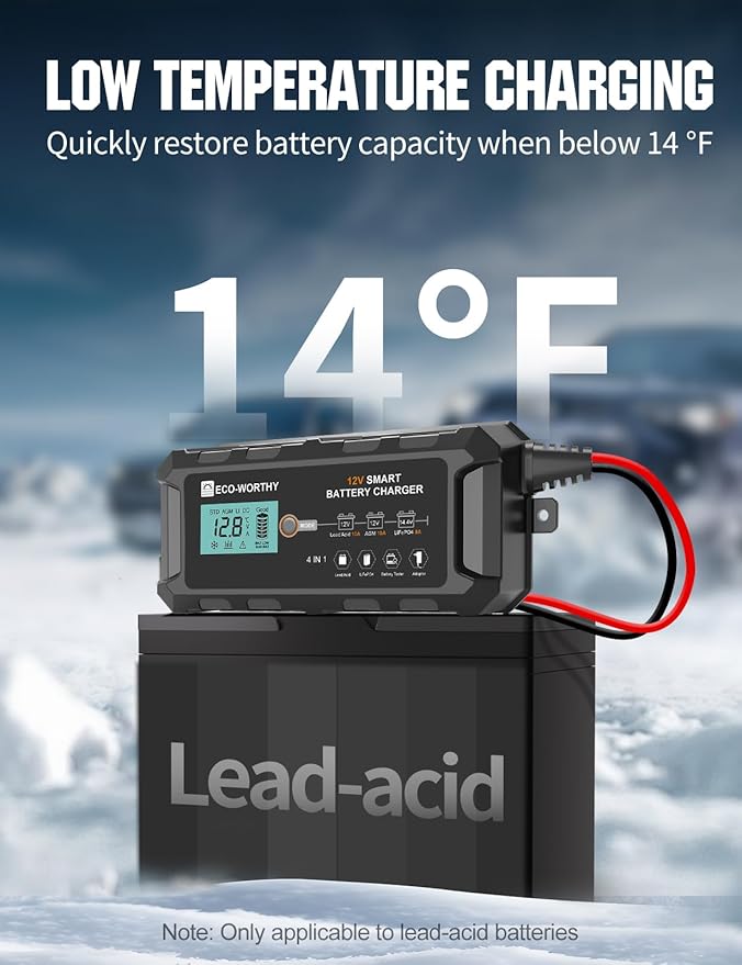 ECO-WORTHY 10A Lifepo4 Battery Charger 12V, Smart Car Battery Charger - Image 8