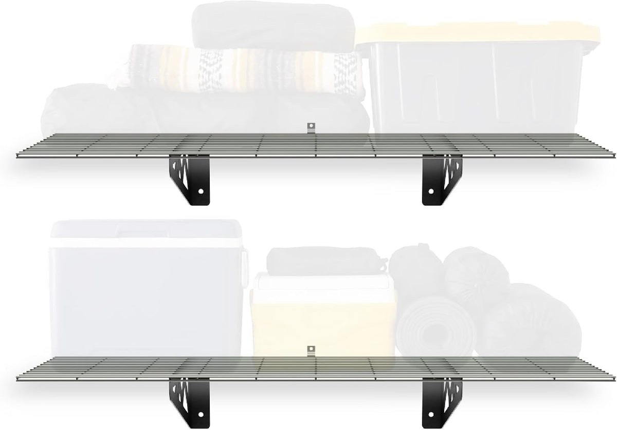 monsterrax 12x36 garage wall shelf 2-pack, 300lb, hammertone, main product view