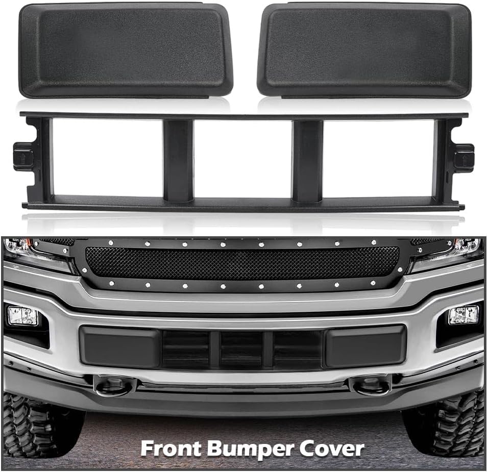 G-PLUS Front Bumper Lower Grille Panel Cover & Bumper Pads Fit F150 18-20 | JL3Z17B968BB Black ABS Plastic