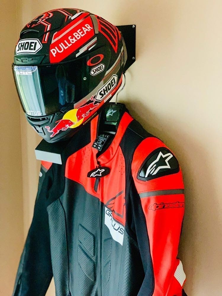 Motorcycle Helmet Holder - Helmet Wall Mount - Dirtbike Rack Hanger Display Stand Hook - SportBike Bicycle Racing Gear Storage Garage Organizer - Made in USA