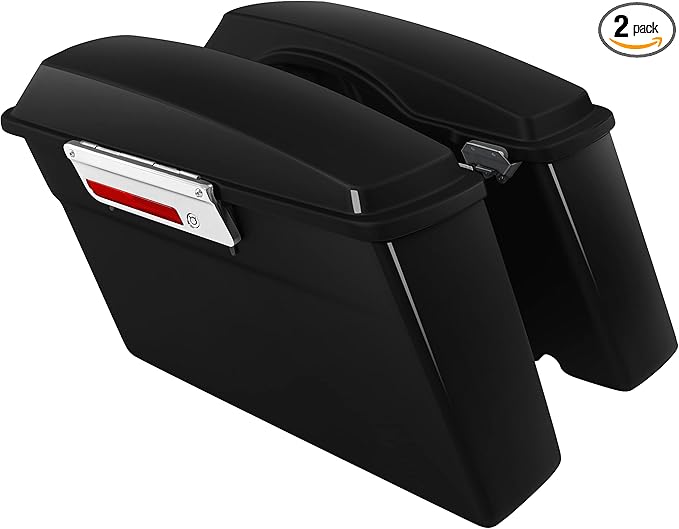 XFMT Motorcycle Vivid Black Hard Saddlebags Saddle Bags Trunk W/Lids & Latches by XFMT