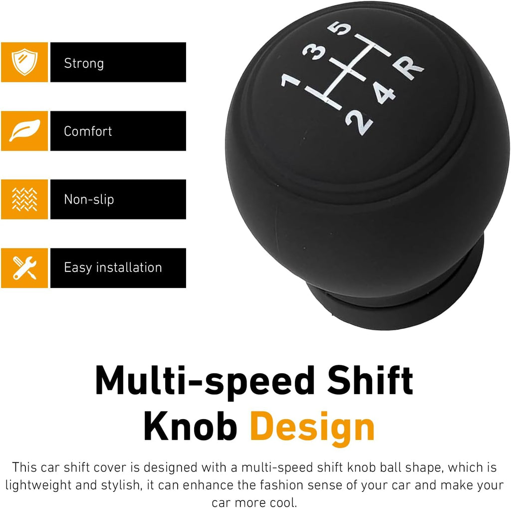 Gear Shift Knob Cover, Silicone Anti-Slip 5-Speed 6-Speed Manual Shifter Protector, Universal Car Interior Accessories for Most Vehicles (5-Speed Right)
