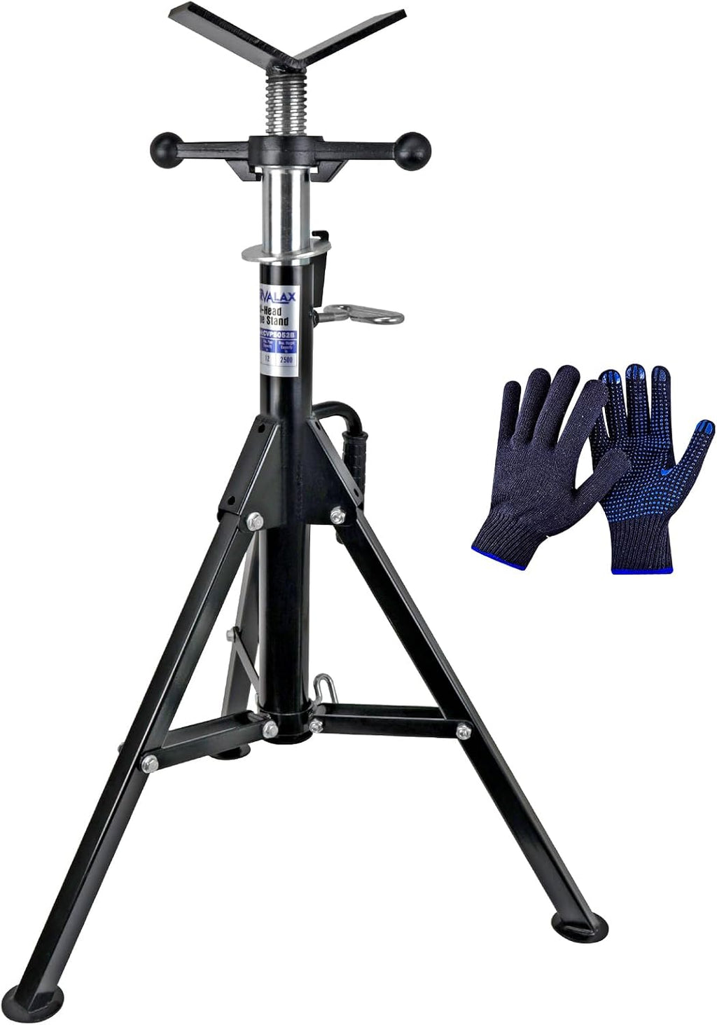 CARVALAX V-Head Pipe Jack Stands, Adjustable Pipe Stand for Welding | 28"-52" Adjustable Height, Fits 1/2" - 12" Pipe Capacity, 2500LB Load Capacity, w/Portable Folding Legs