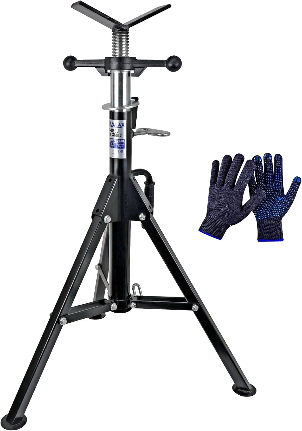 CARVALAX V-Head Pipe Jack Stands, Adjustable Pipe Stand for Welding | 28"-52" Adjustable Height, Fits 1/2" - 12" Pipe Capacity, 2500LB Load Capacity, w/Portable Folding Legs