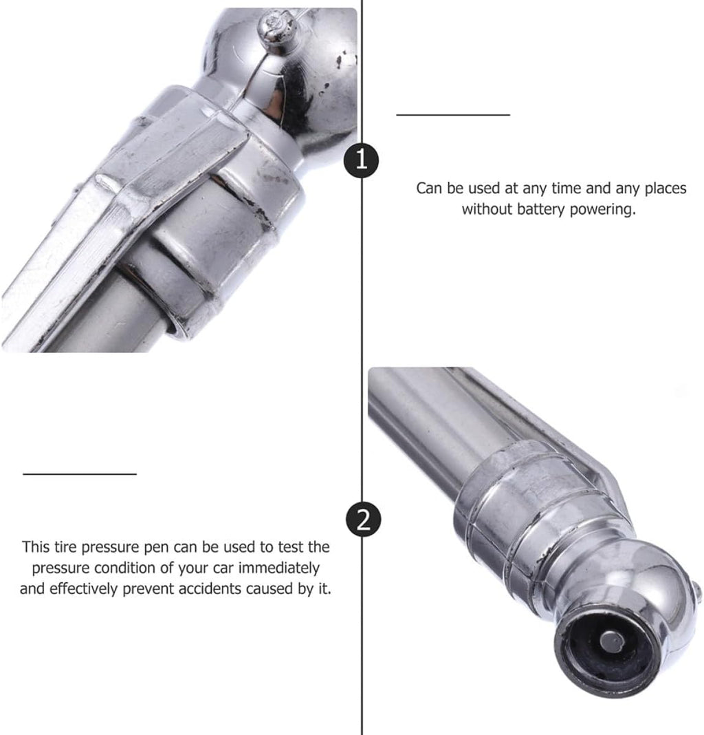 Car Tire Pressure Pen 5pcs Portable Auto Tire Pressure Gauge Silver for Vehicle Maintenance and Repair
