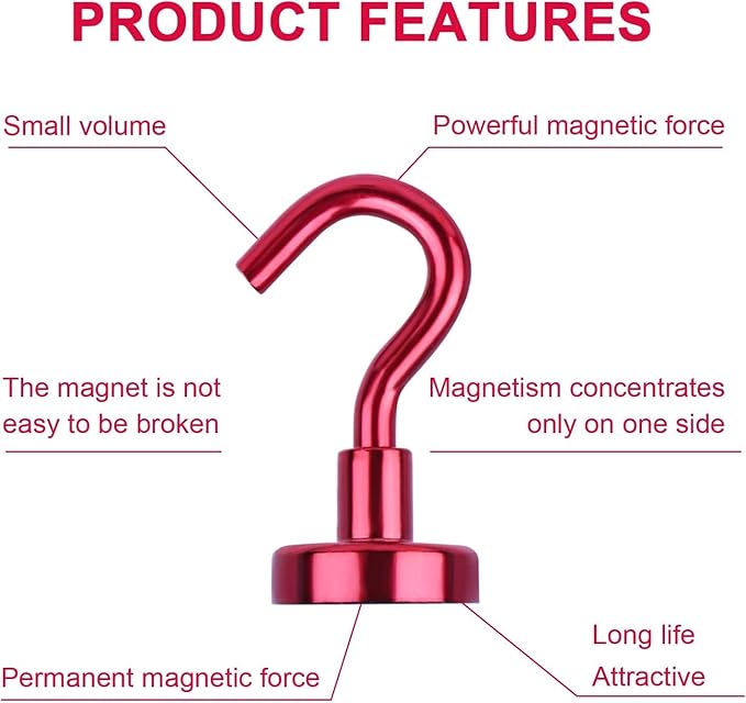 DIYMAG Magnetic Hooks, 30Lbs Strong Heavy Duty Cruise Magnet S-Hook - Image 4