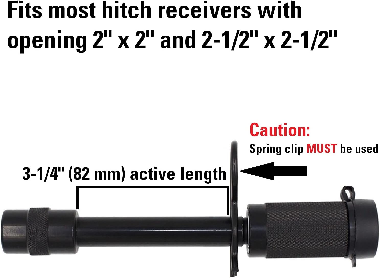 TowWorks 79631 Keyed Unique 5/8" Trailer Hitch Lock with Extra Long 3-1/4" Span, Double Safety Tow Hitch Receiver Locking Pin for Class III IV Hitches with 2" and 2.5" Receivers