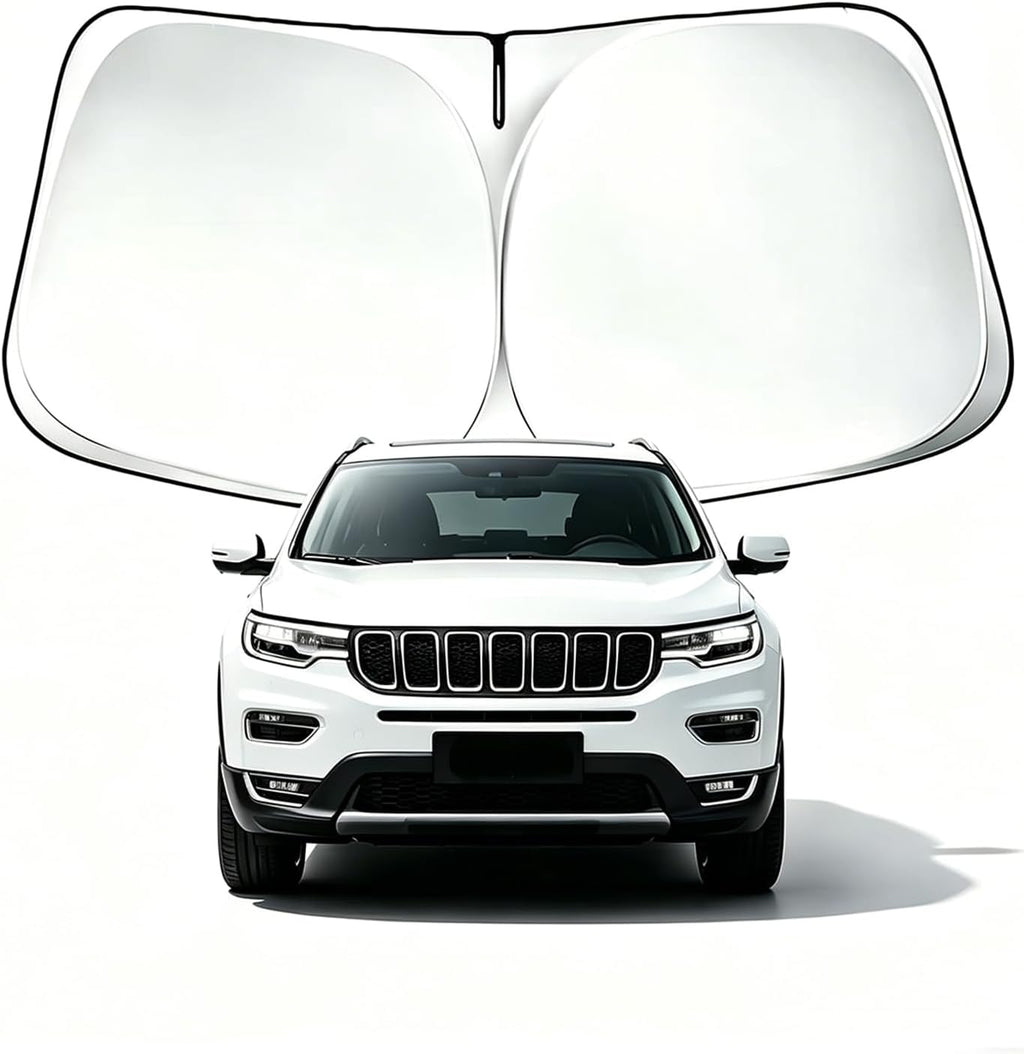 Car Window Sun Shade Front Windshield Custom Fit Compatible with Jeep Grand Cherokee & L SUV 2026 2025 2024 2023-2014, Laredo Limited Trailhawk Overland Altitude Summit Sunshade Cover Window Sun Visor