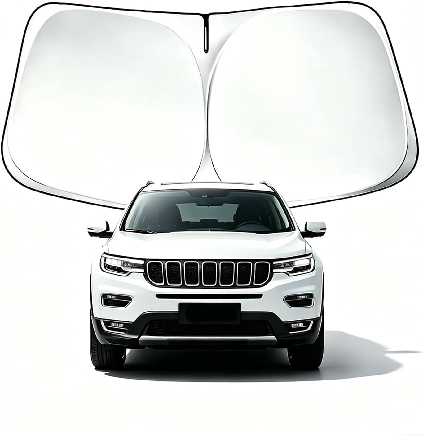 Car Window Sun Shade Front Windshield Custom Fit Compatible with Jeep Grand Cherokee & L SUV 2026 2025 2024 2023-2014, Laredo Limited Trailhawk Overland Altitude Summit Sunshade Cover Window Sun Visor