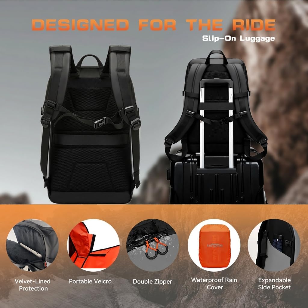 Reflective Motorcycle Helmet Backpack with Rain Cover, 40L Waterproof 1680D Oxford Fabric Helmet Backpack， Mochila Para Motociclista Laptop Compartment for Long Distance Travel, Commuting, Work & Gym