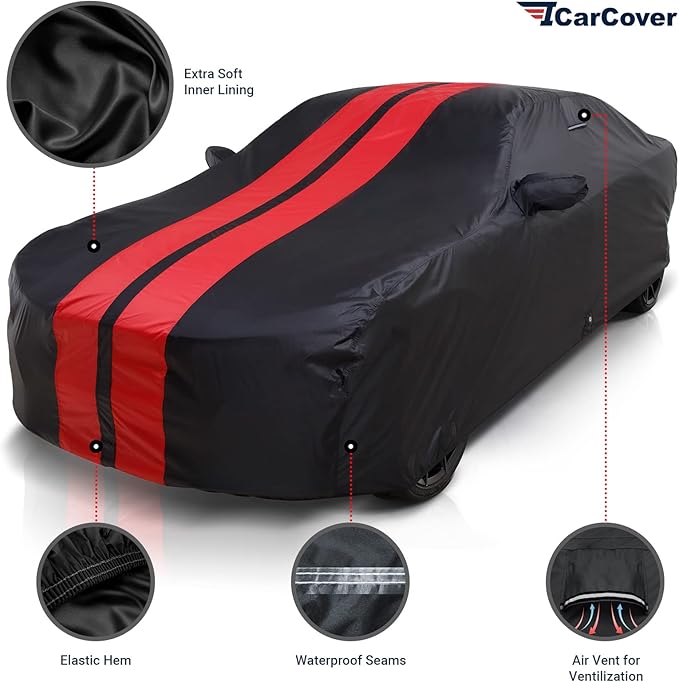 iCarCover Custom Car Cover for 2005-2025 Ford Mustang GT, Mach 1, V6 Waterproof - Image 2