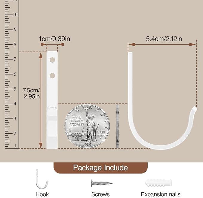 Wall Hooks for Hanging Towel/Coat - 22LB Screw in Metal Hanger Wall Mount - Image 4