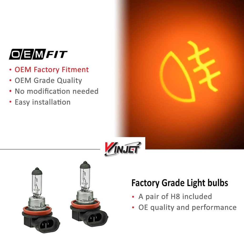 Winjet WJ30-0480-09 2010-2014 Volkswagen GTI Mk6 2012-2017 Jetta Sedan Fog Lights Replacement OE Fitment Pair Clear