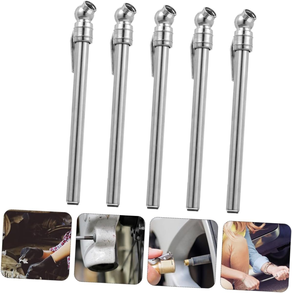 Pencil Tire Pressure Gauge 5pcs Silver Auto Tire Pressure Checker Pen for Car Wheel Maintenance Vehicle Repair Tool