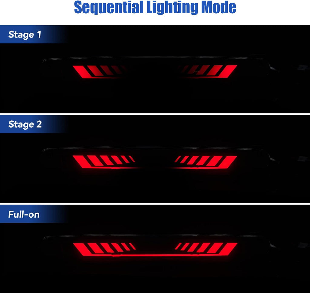 Third 3rd Brake Light for 2007-2013 Chevy Silverado/GMC Sierra 1500 2500 3500, TIME TUNNEL Sequential LED High Mount Stop Light for 2014 Silverado/Sierra Classic, Rear Center Cab Tail Lamp