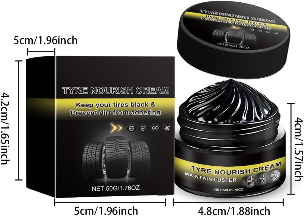 Tire Nourishing Cream, Restores Black & Prevents Cracking, UV Protection and Waterproof Coating，Long Lasting Tire Dressing for Car, Truck, SUV Tires, 50g (2)