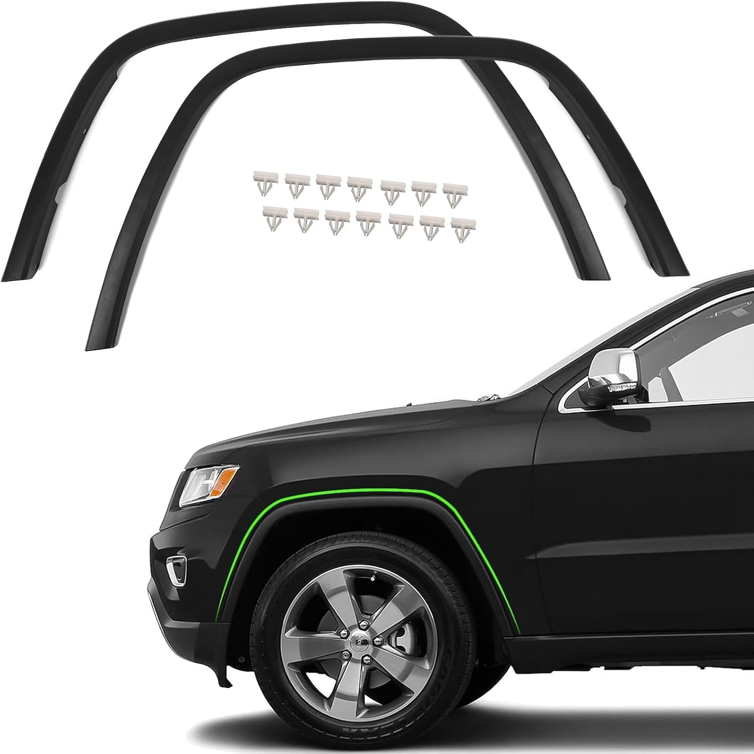 JOLONG Front Pair Fender Flares for Jeep Grand Cherokee 2011-2016 | Textured Black Wheel Arch Trim Molding Driver & Passenger Side Replacemnet for CH1291106 1MP38RXFAE CH1290106 1MP39RX
