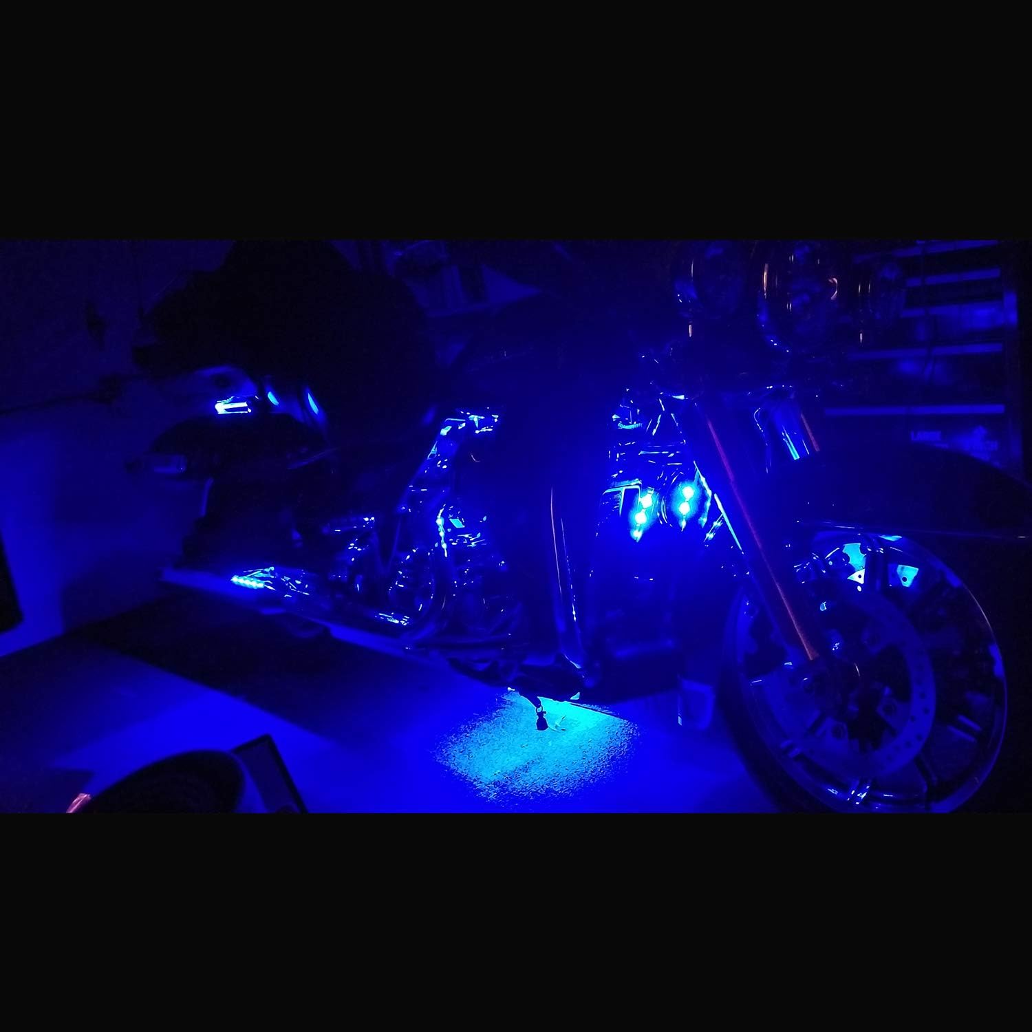 12Pcs Vehicle Motorcycle LED Light Kit Strips Multi-Color Accent Glow Lighting Neon Lights Lamp Flexible with Remote