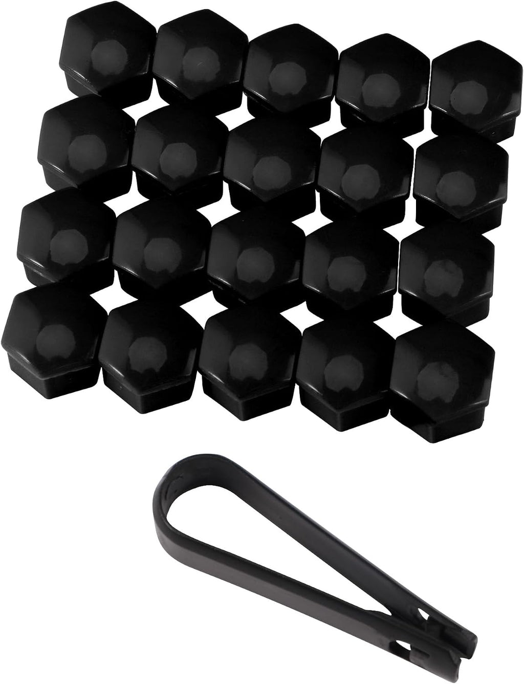 SLTY 20 PCS Car Wheel Nut Caps, 19mm Universal Lug Nut Covers Bolt Caps, Auto Wheel Hub Screw Protector with Remover Tool for Most Cars, Black 7