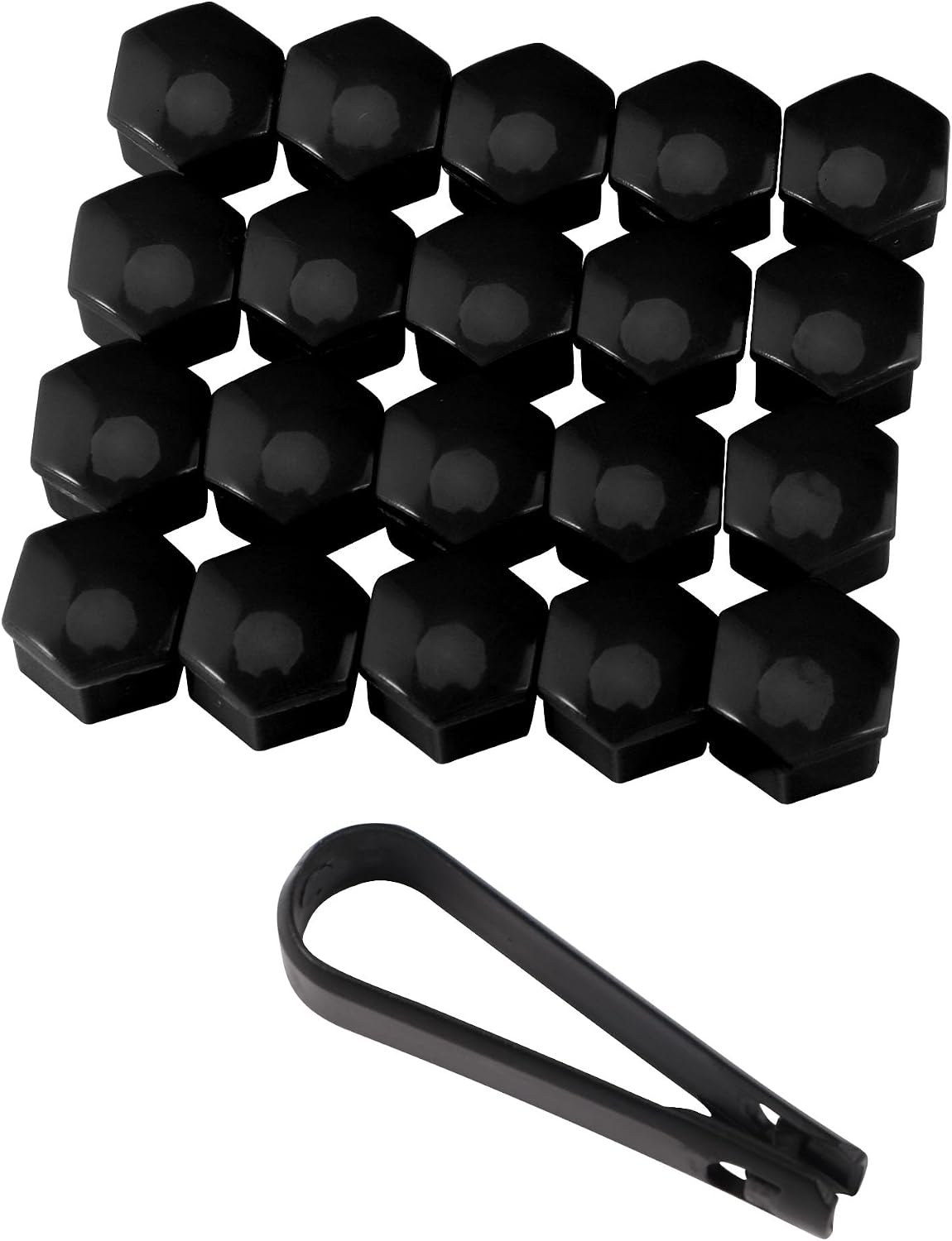 SLTY 20 PCS Car Wheel Nut Caps, 19mm Universal Lug Nut Covers Bolt Caps, Auto Wheel Hub Screw Protector with Remover Tool for Most Cars, Black 7