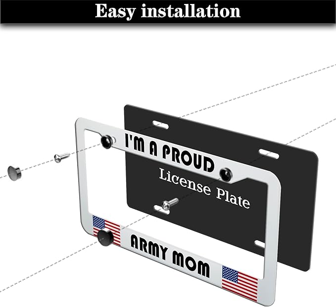 License Plate Frame Holder Black and White License Plate Frames I’m a Proud - Image 7