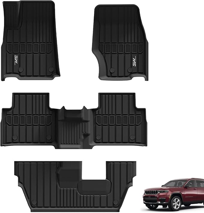 3W Floor Mats Fit for Jeep Grand Cherokee L 7 Seat 2021-2025 All Weather TPE by 3W