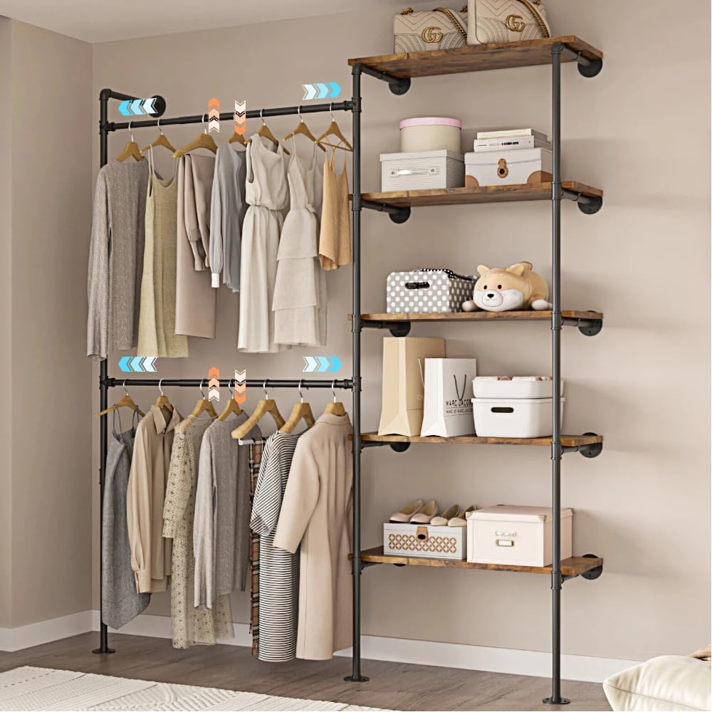 expandable industrial pipe clothes rack,corner garment rack, main product view