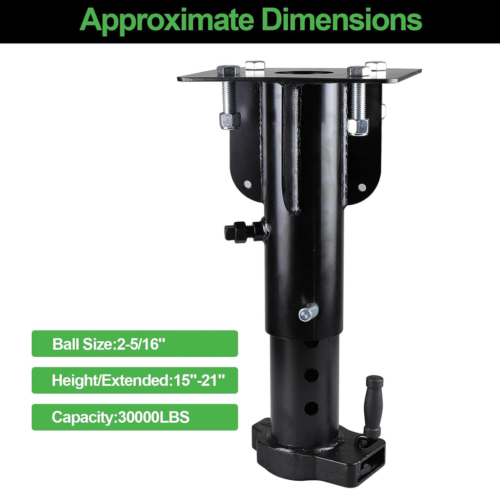 5th Wheel to Gooseneck Adapter Hitch, 2-5/16" Ball, 30000LBS Capacity, 15"-21" Adjustable Height, Gooseneck Adapter for RV and Trailer Towing