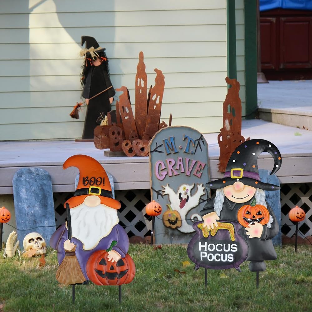 hogardeck Halloween Decorations Outdoor, Metal Gnomes Decorative Garden Stake...