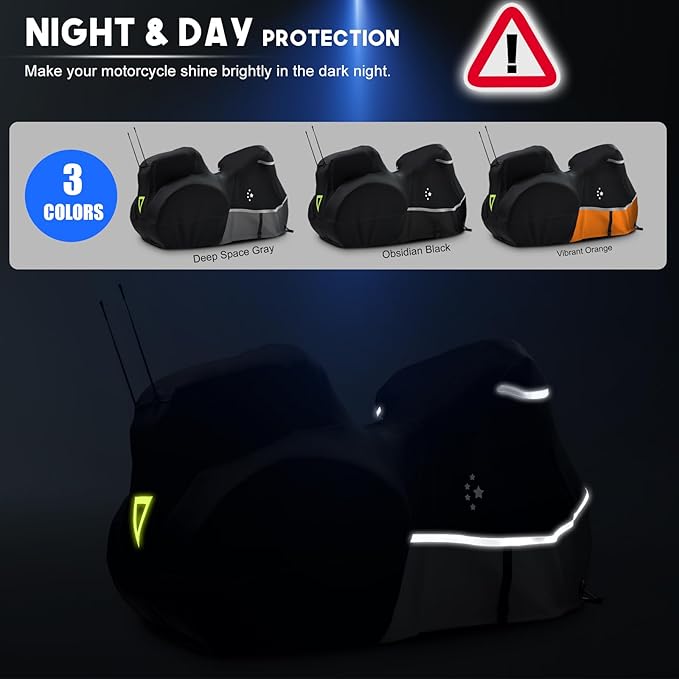 Motorcycle Cover with Side+Top Box Heavy Duty 420D Waterproof - Image 7