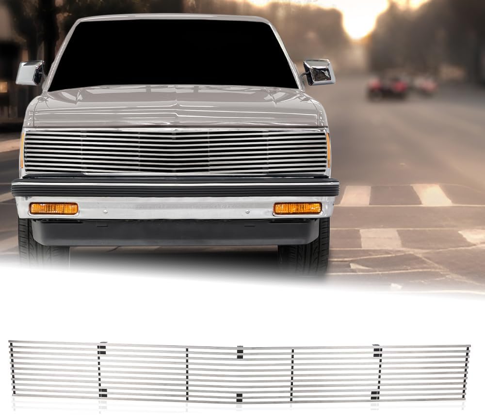 PIT66 Chrome Billet Upper Grille Insert Compatible with Chevy Blazer 1991-1994 Phantom Grille/Fit Chevy S10 1991-1993 Phantom Grill C85232A