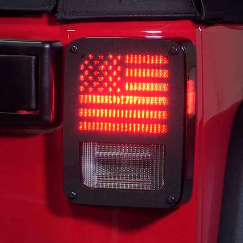A ABIGAIL Tail Light Cover Compatible with Jeep Wrangler JK/JKU 2007-2018, Taillight Cover Guard with US Flag Pattern Decorative Protector Exterior