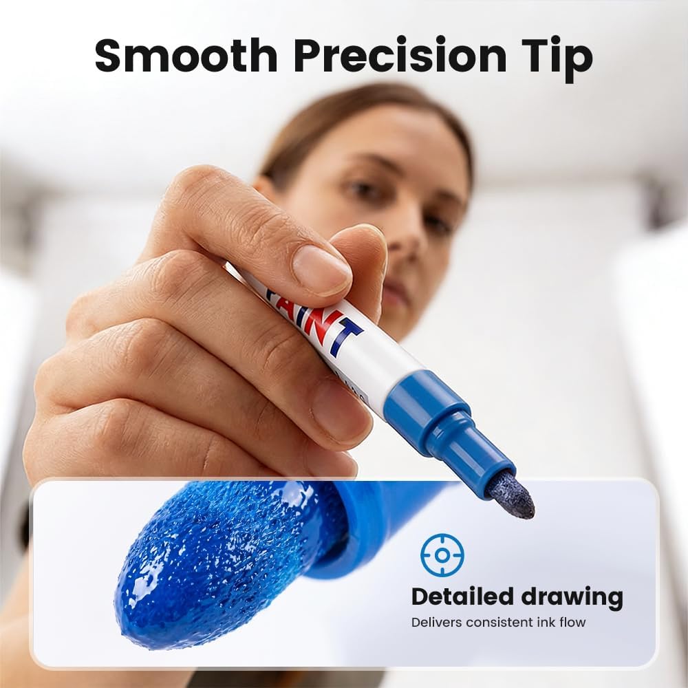 Waterproof Tire Paint Pen, 2026 New Permanent Oil-Based Marker, Multi-Surface Paint Marker for Car Wheels, Based Marker Rims for DIY Projects, Quick Dry Paint Pen for Artists (6)