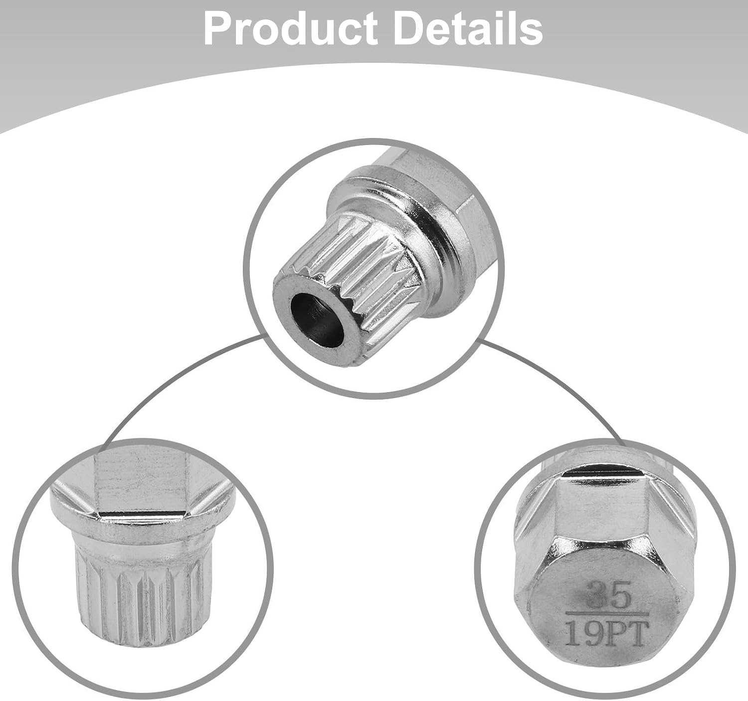 35/19PT Hollow Anti Theft Wheel Lock Lug Nut Removal Key Single for custom for BMW, Steel Construction, Rustproof Design, Silver Tone Finish