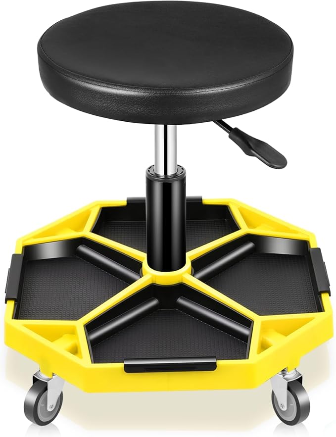 Auto Dynasty Mechanic Stool, Adjustable Rolling Pneumatic Creeper Garage Shop by AutoDynasty