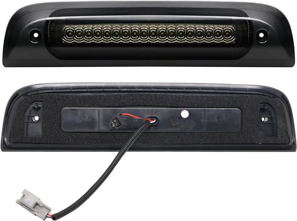 LED Third 3rd Brake Light Replacement for 2014-2019 Silverado Sierra 1500 2500HD 3500HD High Mount F1 Style Strobe Brake Light Smoked Lens