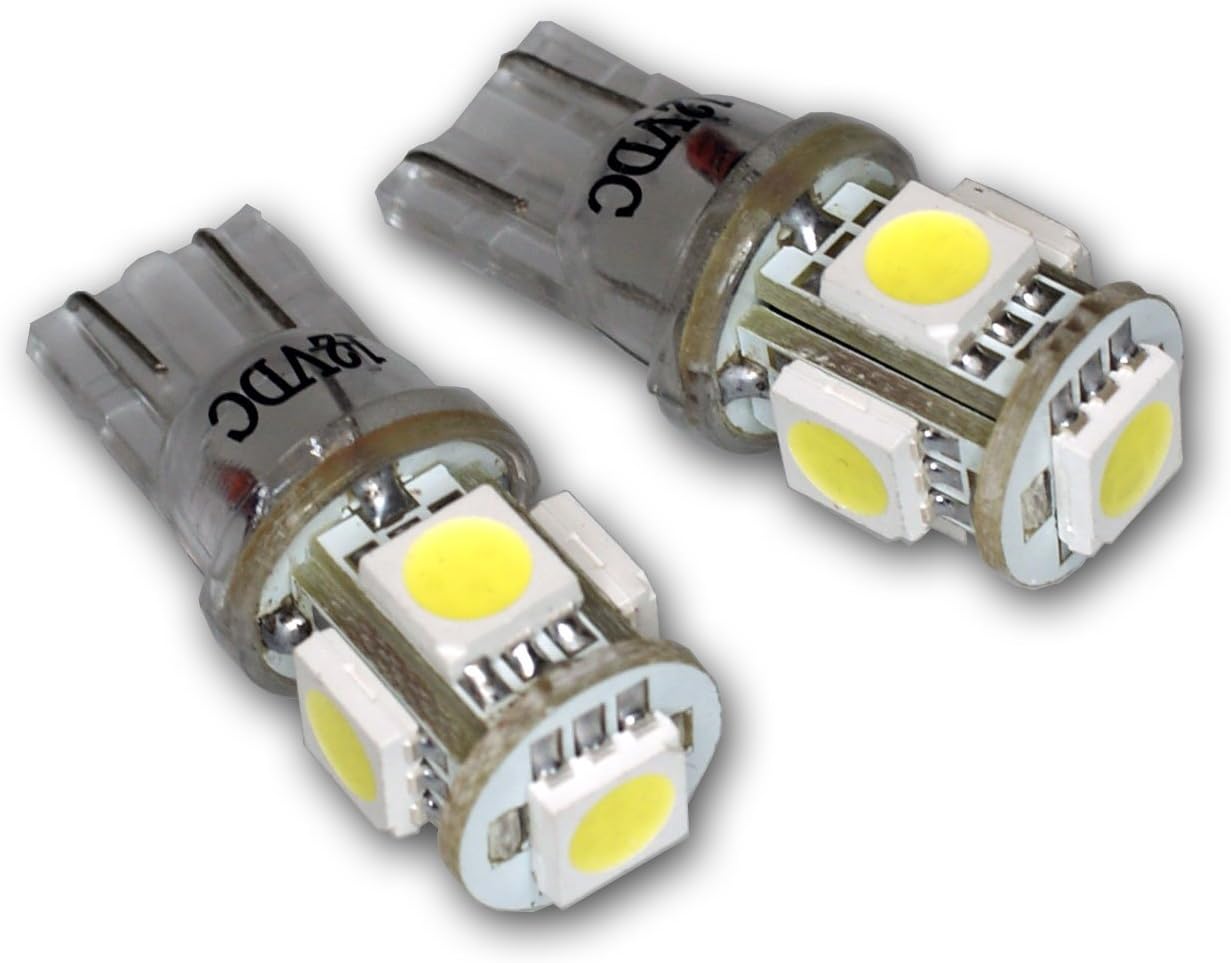 LEDUHL-T10-WS5 Under Hood Light LED Light Bulbs T10 Wedge, 5 SMD LED White 2-pc Set