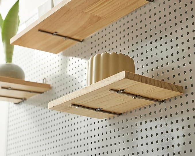 Shelves for PegBoard, Pine Wooden Pegboard Shelf Wall Organizer, Wooden Board - Image 2