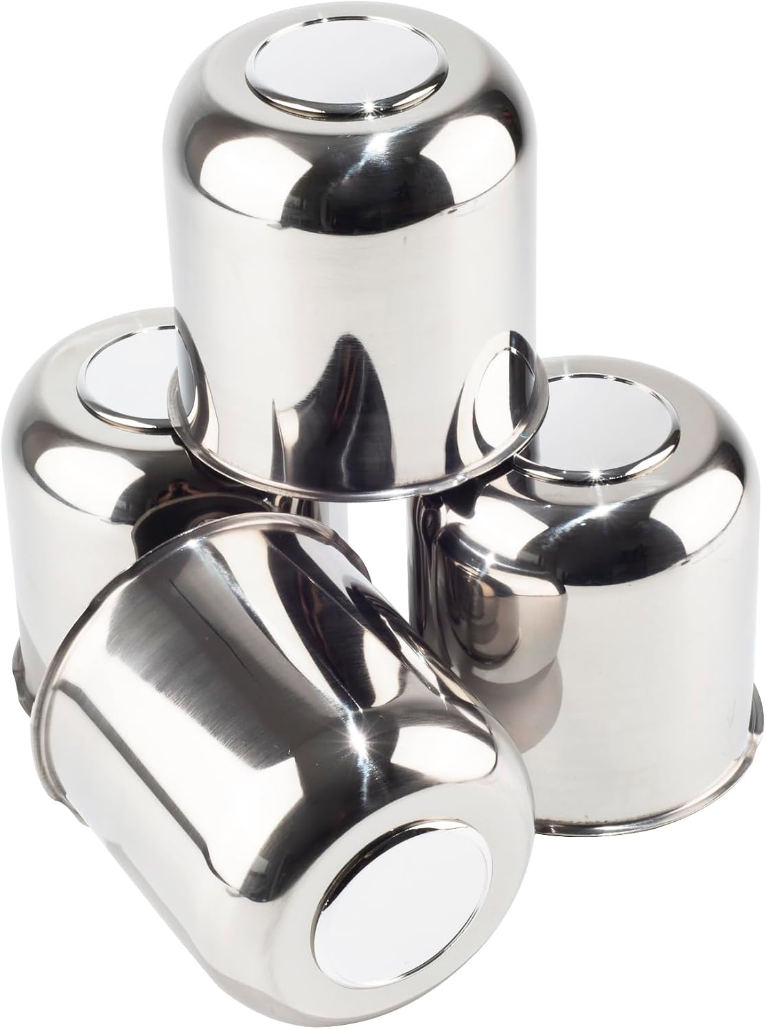 4Pcs 4.25" Push Through Wheel Center Caps Stainless Trailer Hub Cap for Truck SUV RV Wheel Rim (Fit 4.25" Bore 4.29" H Chrome)