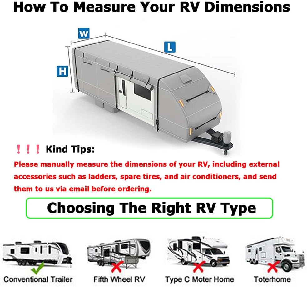 RV Cover for Forest River Cherokee Grey Wolf 18rr 2023-2026, All Weather Travel Trailer Cover with Windproof Straps and Zipper Access Heavy Duty Water Resistant Camper Cover